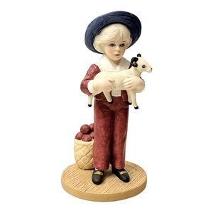 Jan Hagara Scott Baby Goat Figurine 6" Limited Edition Apple Basket 1989 Vtg